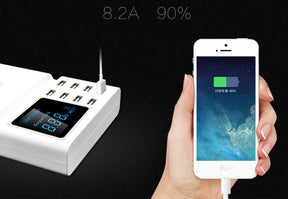 8 PORT USB CHARGING STATION WITH 8A LED DIGITAL DISPLAY AC 100-240V 2500W