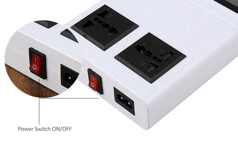 8 PORT USB CHARGING STATION WITH 8A LED DIGITAL DISPLAY AC 100-240V 2500W