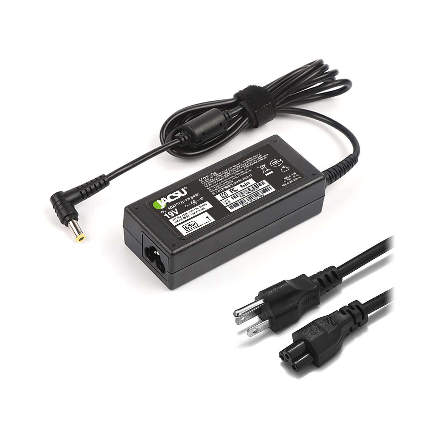 Jacsu 19V 3.42A 65W 5.5x2.5mm AC Laptop Adapter Charger for Asus X401A A450C Y481 X501LA X551C V85 A52F