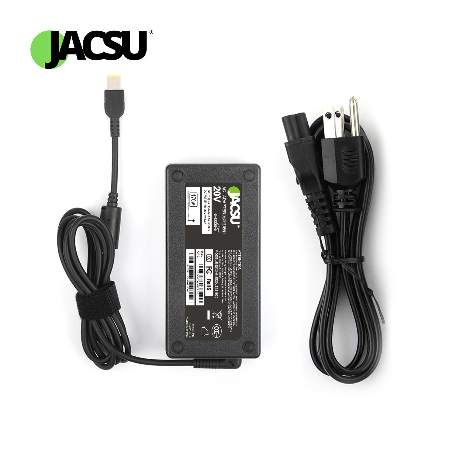 Jacsu 20V 8.5A 170W USB AC Laptop Adapter Charger for Lenovo Legion Y720-15 Y7000P P50 P51 P70 P71 W540 W541