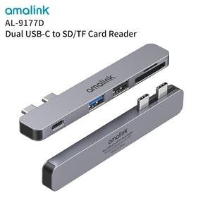 Dual USB C Hub 4 in 1 Dock for MacBook Pro/Air 2018-2020 with USB 2.0 / USB 3.0 / SD-TF Card Reader / PD 3.0 (9177D)