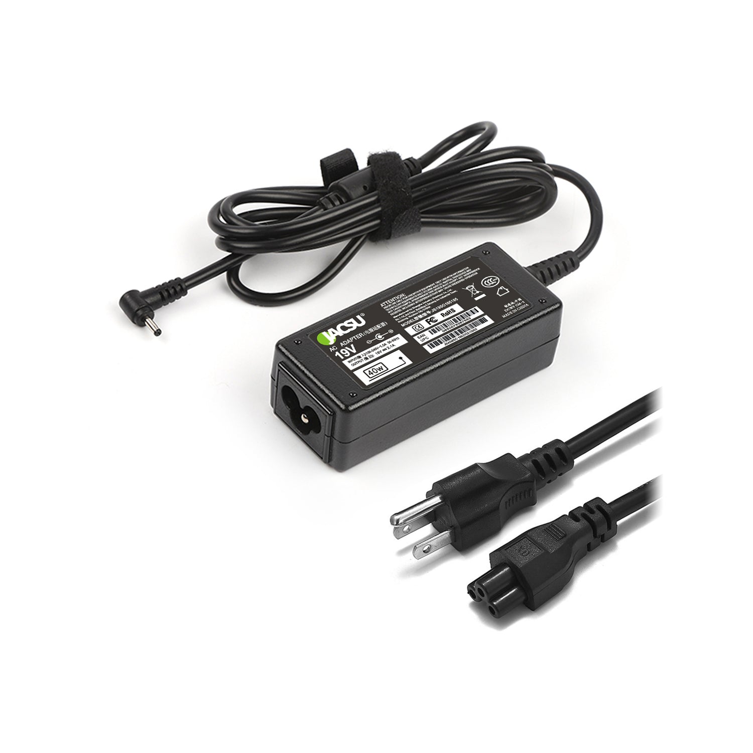 Jacsu 19V 2.1A 2.5x0.7 40W Laptop Charger Adapter For Asus Eee PC 1001 1001P 1005 1005HAB 1008HA 1011PX 1015PW 1015PX