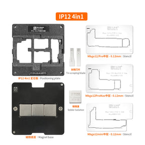 AMAOE 0.12MM MIDDLE LAYER BGA REBALLING STENCIL PLATFORM SET FOR IPHONE X-14PM