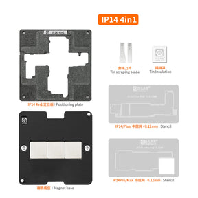 AMAOE 0.12MM MIDDLE LAYER BGA REBALLING STENCIL PLATFORM SET FOR IPHONE X-14PM