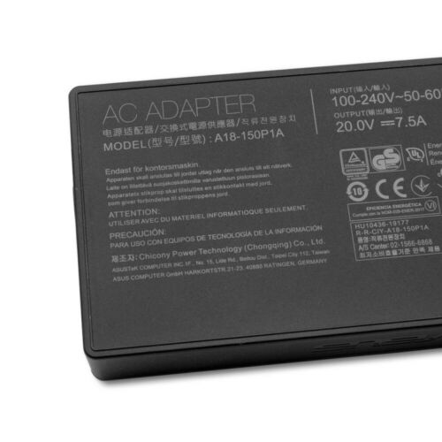 Asus Laptop AC Adapter Charger 20V 7.5A 150W (Plug Size: 6.0x3.7mm)