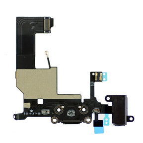 BLACK HEADPHONE & CHARGING CONNECTOR FLEX CABLE FOR IPHONE 5