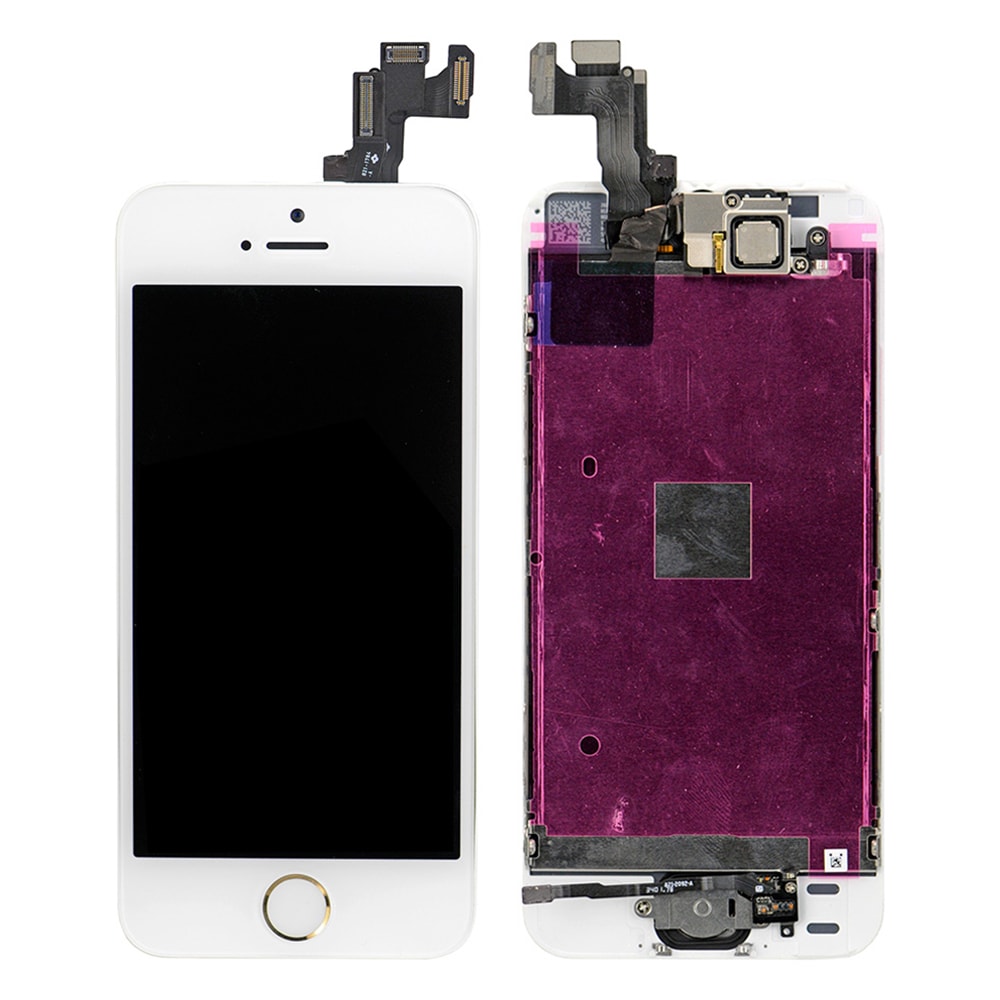 LCD SCREEN FULL ASSEMBLY WITH GOLD RING FOR IPHONE 5S- WHITE