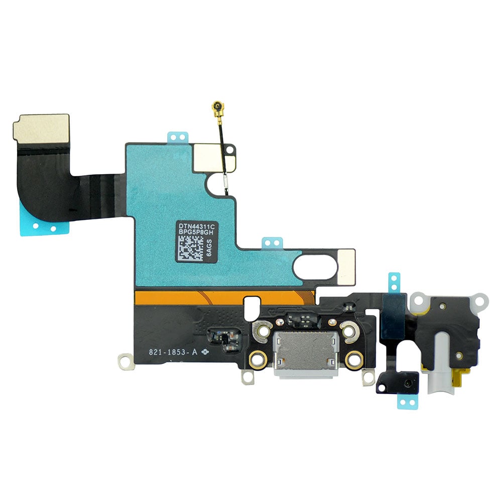 LIGHT GRAY HEADPHONE JACK WITH CHARGING CONNECTOR FLEX CABLE FOR IPHONE 6