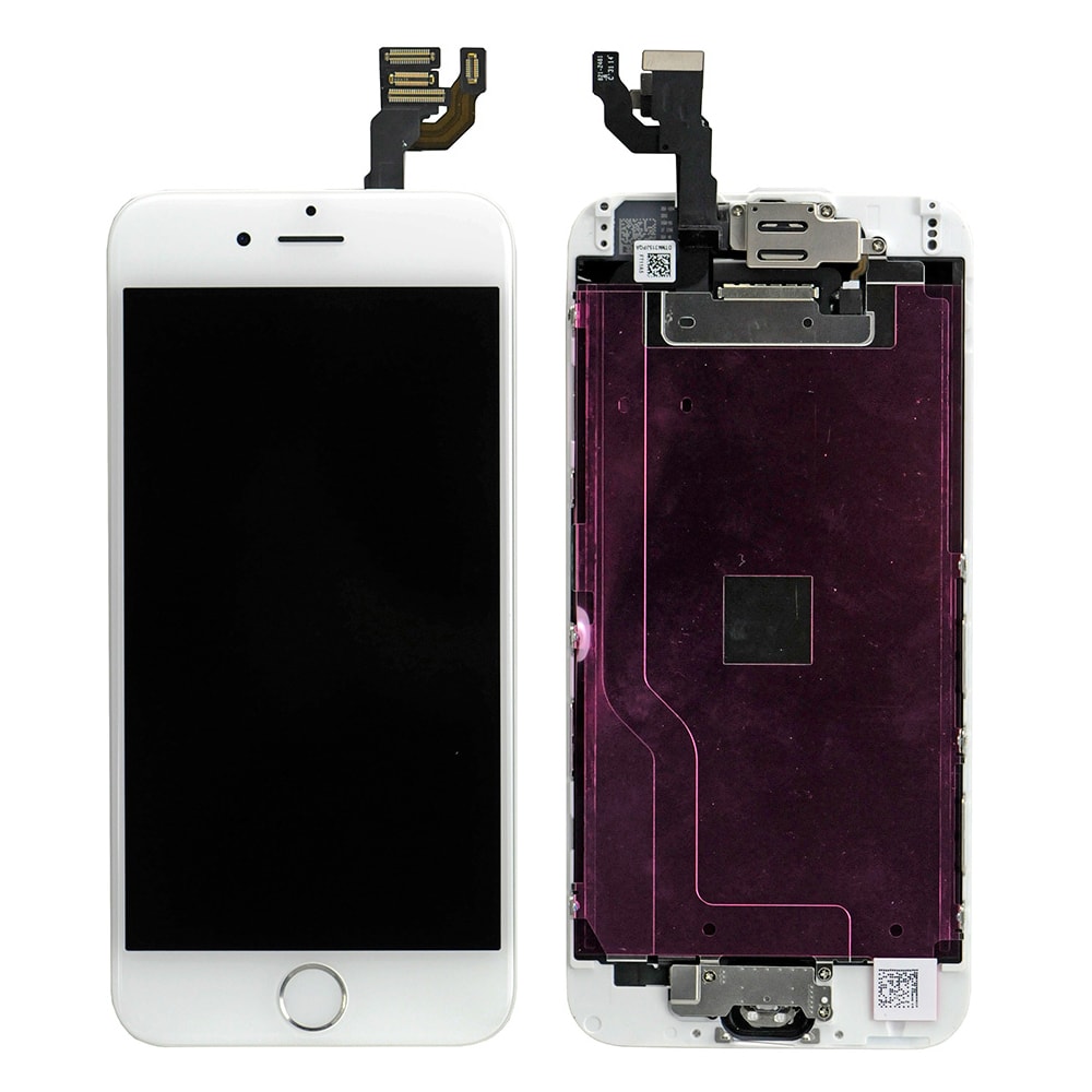 White LCD Screen Full  Assembly With Silver Ring For iPhone 6