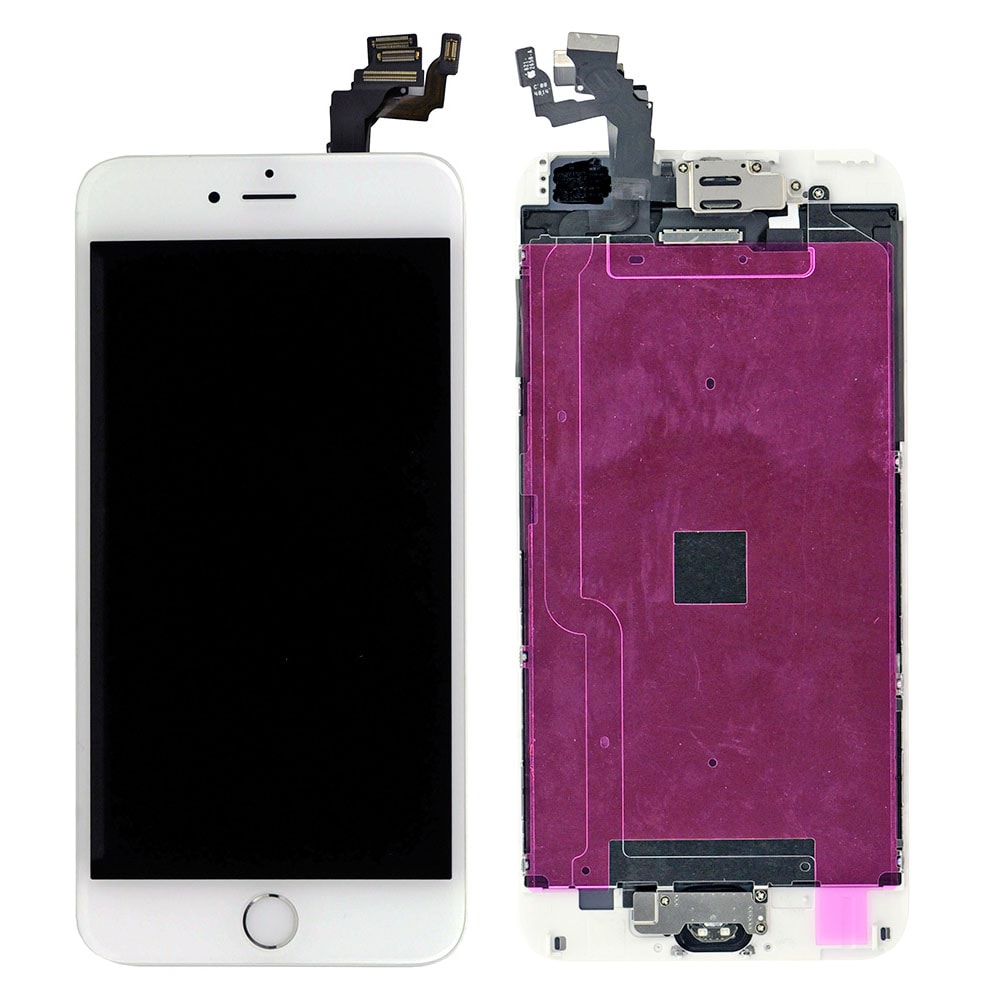 WHITE LCD SCREEN FULL ASSEMBLY WITH SLIVER RING FOR IPHONE 6 PLUS