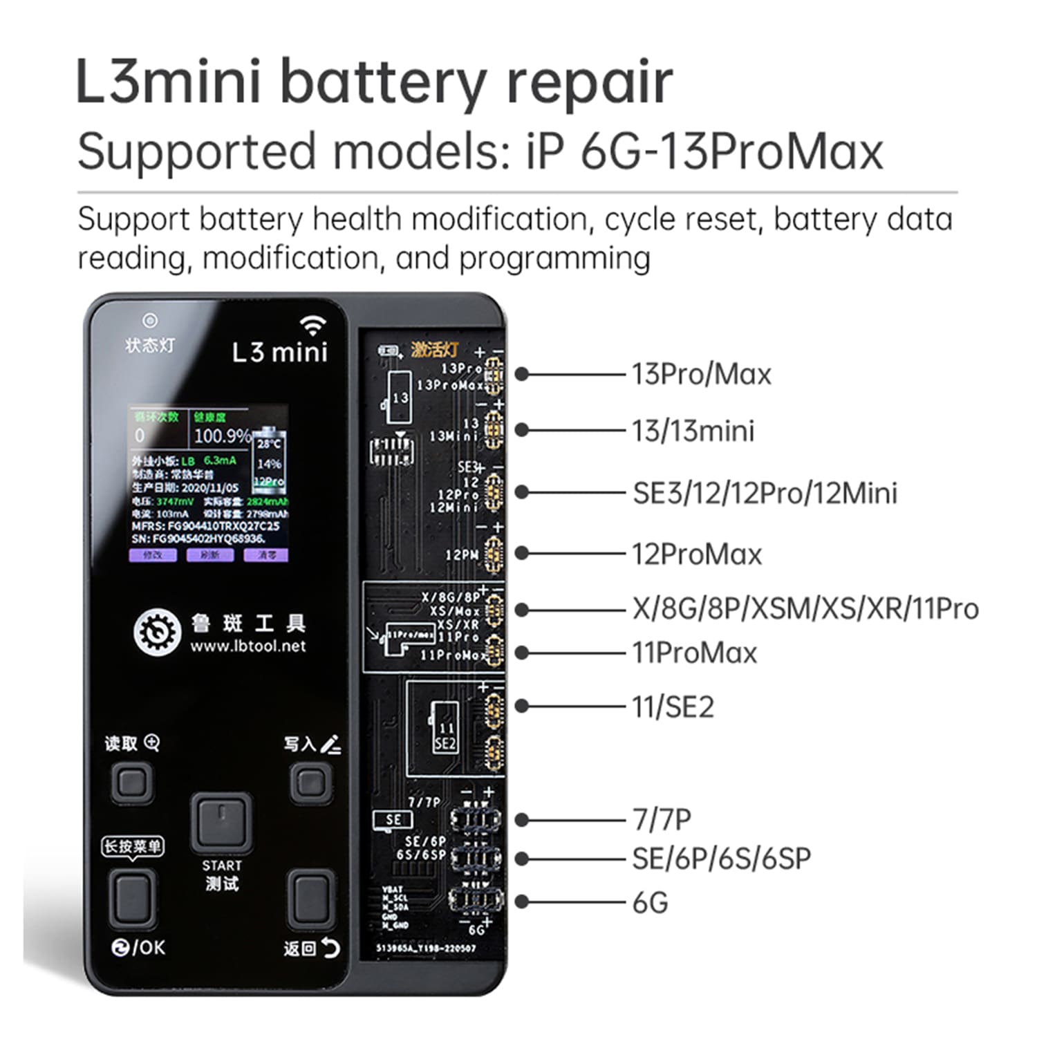 LUBAN L3 MINI INTELLIGENT REPAIR PROGRAMMER FOR PHONE 6-13PROMAX